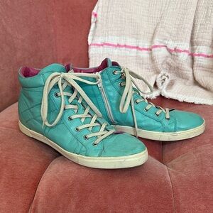 Steve Madden Women's Leather Teal High-Top Sneakers